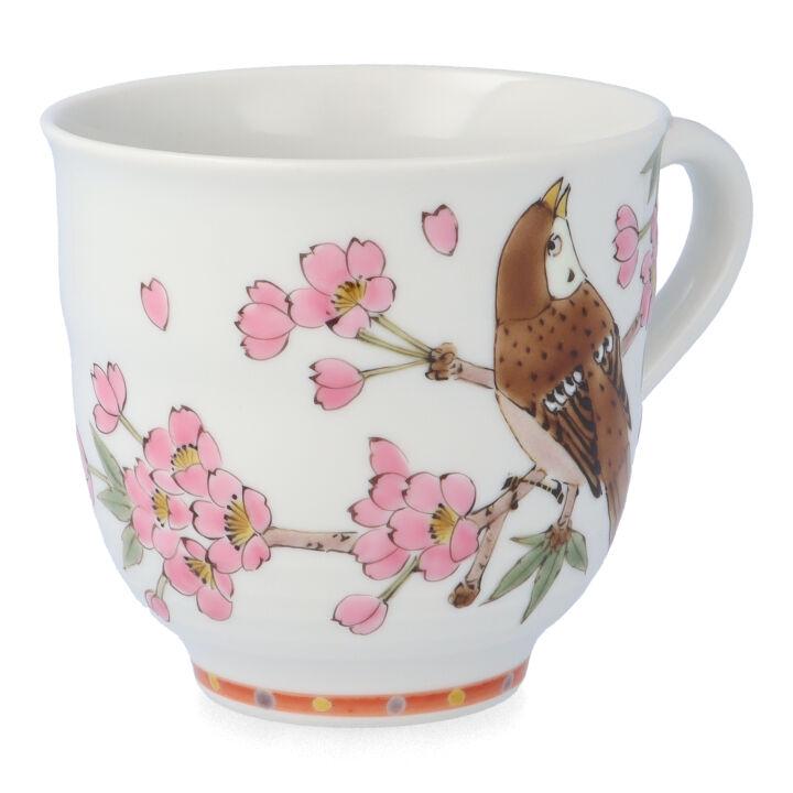 九谷焼 マグカップ 桜に雀 / 山田義明 カップ マグカップ 人気 ギフト