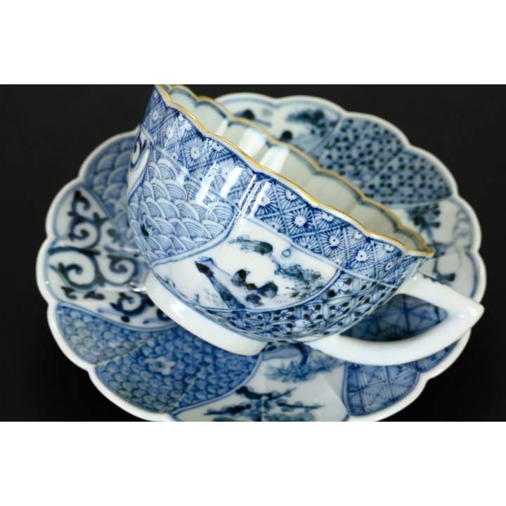 九谷焼 カップ&ソーサー 祥瑞手/山本長左（宮内庁御用窯） 送料無料 和 