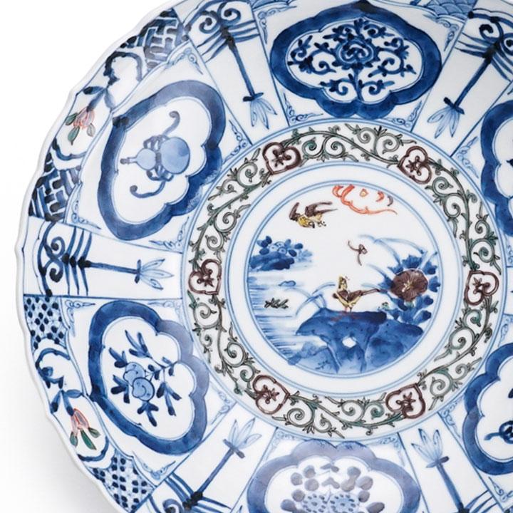 九谷焼 8.5号盛鉢 色絵祥瑞手花鳥 / 山本長左 【宮内庁御用窯】 26cm 