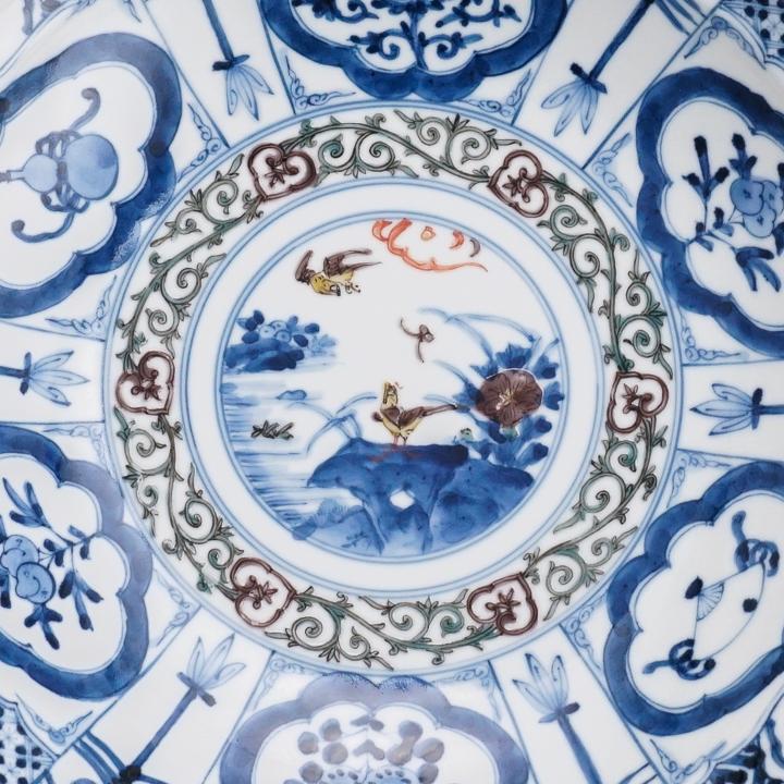 九谷焼 8.5号盛鉢 色絵祥瑞手花鳥 / 山本長左 【宮内庁御用窯】 26cm