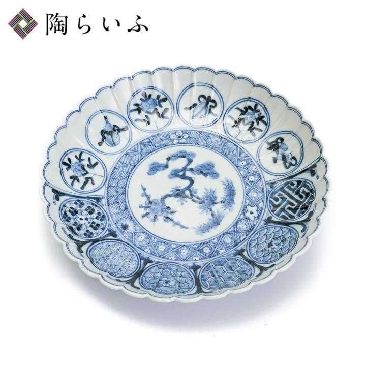 九谷焼 6号皿 丸紋祥瑞手松竹梅/山本長左(宮内庁御用窯) 送料 九谷焼 6号皿 丸紋祥瑞手松竹梅/山本長左(宮内庁御用窯) 送料