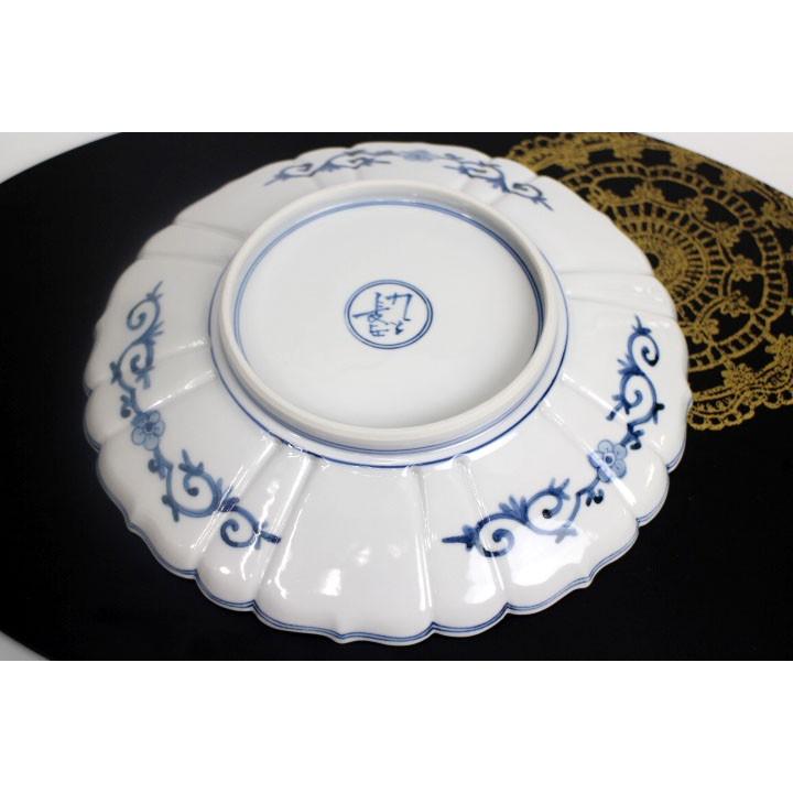 九谷焼 9号皿 青華孔雀文/山本長左（宮内庁御用窯）