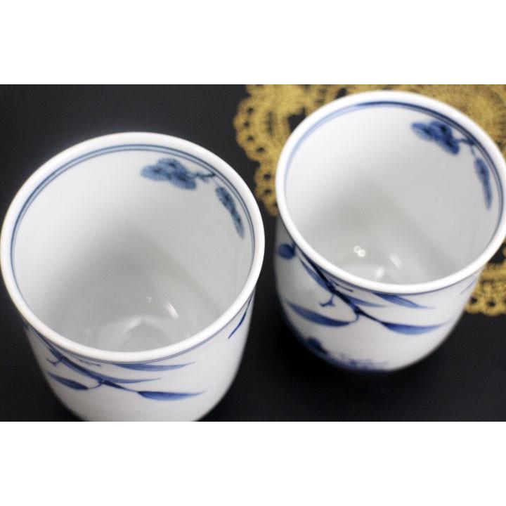 九谷焼 組湯呑 双輪文松竹梅 / 山本長左（宮内庁御用窯） 和食器 湯呑