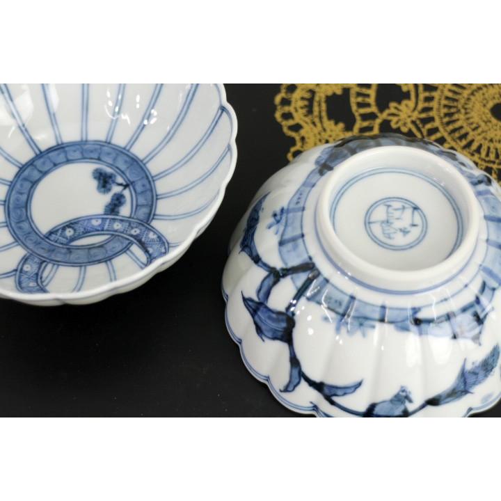 三枚お纏め、ご専用です)新品未使用、九谷焼、山本長左 菊型小鉢双輪文