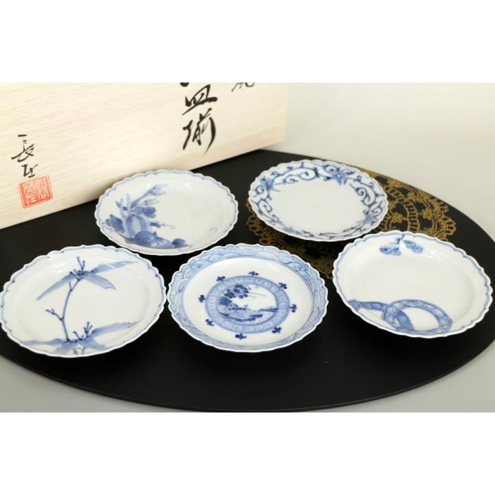 九谷焼 小皿揃 絵変わり文 / 山本長左（宮内庁御用窯） 和食器 皿 小皿