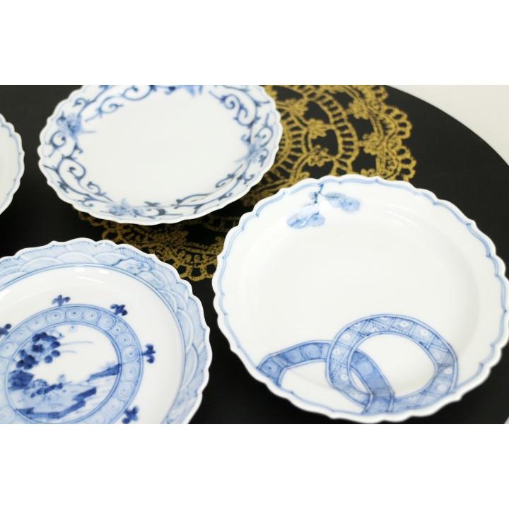 九谷焼 小皿揃 絵変わり文 / 山本長左（宮内庁御用窯） 和食器 皿 小皿