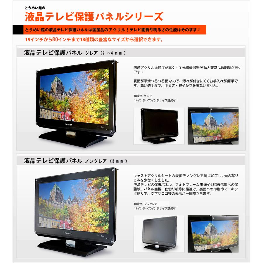 液晶テレビ保護パネル 42インチ相当 グレア調 板厚4mm くっきり画像タイプ サイズオーダー制 液晶保護カバー アクリルカバー モニター Tv Head 12 03 0123 G42 とうめい館 アクリルケース アクリル加工専門 通販 Yahoo ショッピング