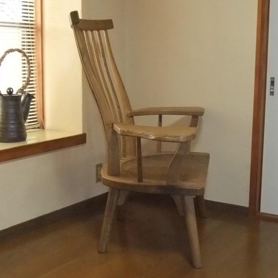 パーソナルチェア・木製 肘掛付椅子・椅子・無垢・栗材・手作り家具