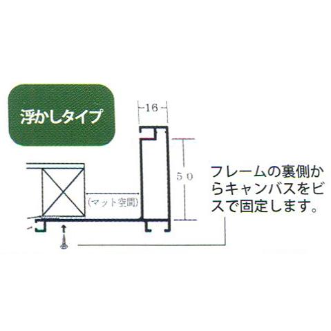 油絵用仮縁 アルミ仮縁（枠のみ ガラス、アクリルなし 裏板なし 展覧会・公募展用） 6568（フロート５０） F30号 ブラックの画像