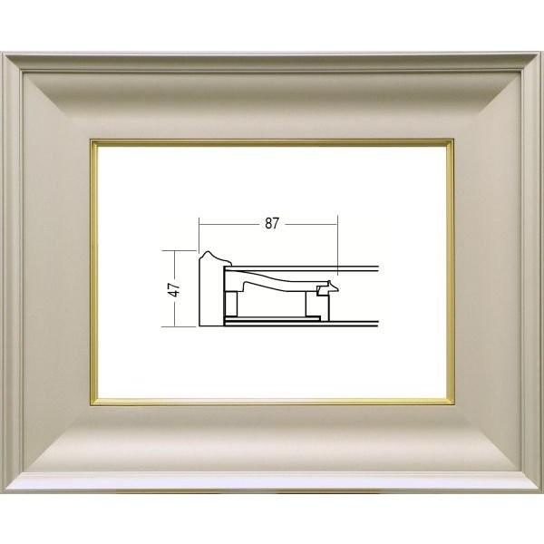 額縁　油絵/油彩額縁 木製フレーム 3407 アクリル付き サイズ F8号 シャンパン ゴールド