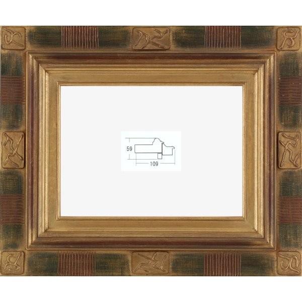 額縁　油絵/油彩額縁 木製フレーム 手作り ハンドメイド UVカットアクリル付 6231 サイズ F0号 ゴールド