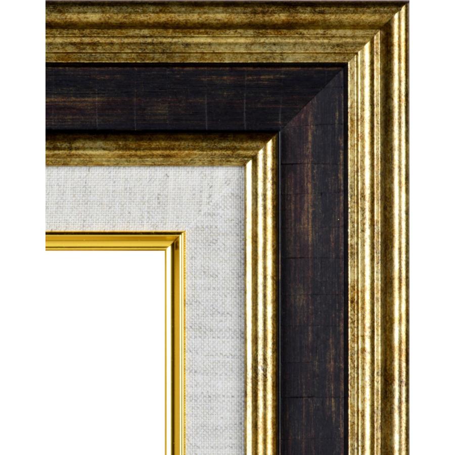 額縁 F4 (装飾的な金色と緑色) 油彩額縁 油絵 アンティーク 空額 額縁