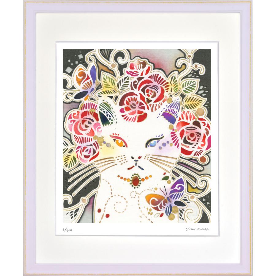 国内外の人気 ジークレー版画 額装絵画 平石智美作 バラを冠るねこ 四ツ切サイズ Heartlandgolfpark Com