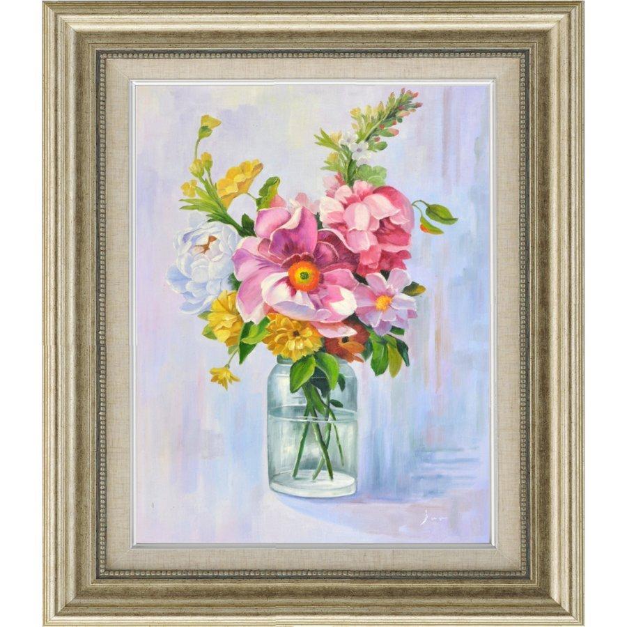 油彩画 洋画 肉筆絵画 セレクトアート (額縁 フレーム付き) サイズF6 石川 淳 「Flower」 8111 F6 シルバー