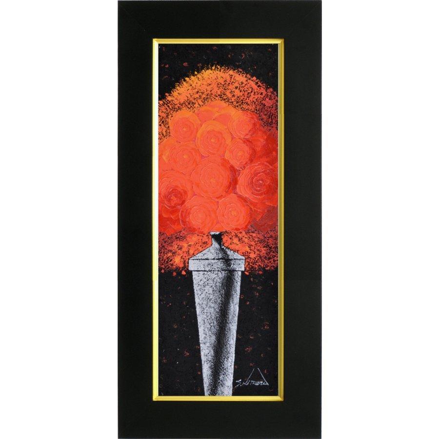 油彩画 洋画 肉筆絵画 セレクトアート (額縁 フレーム付き) WSMサイズ 木村 茂 「赤薔薇」 3450 WSM ブラック