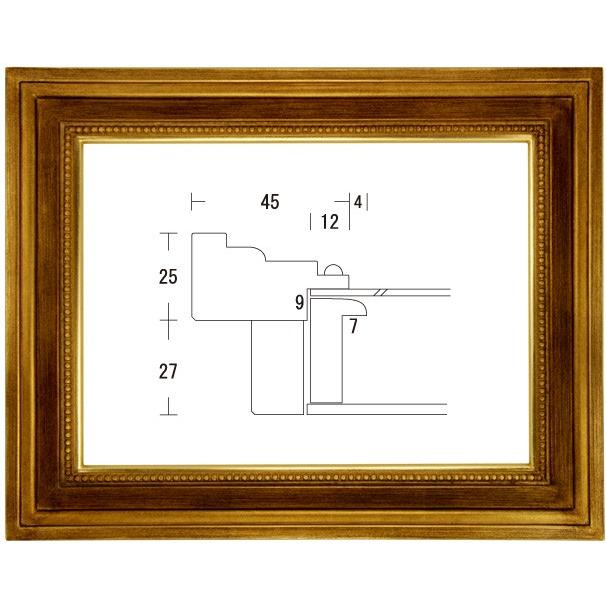 額縁 油彩額 油絵額縁 木枠付きキャンバス用の額縁 アンジュ 金+茶 サイズP10号