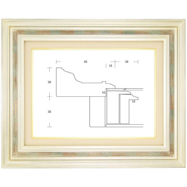 額縁 油彩額縁 油絵額縁 木製フレーム 回廊65 銀 サイズM80号