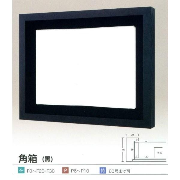 額縁 油彩額 油絵額縁 木枠付きキャンバス用の額縁 角箱 黒 サイズP15号_4