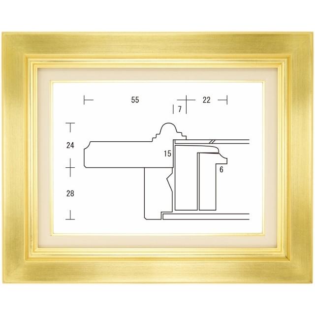 額縁 油彩額 油絵額縁 木枠付きキャンバス用の額縁 オーロラ 金 サイズWF6号
