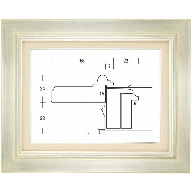 額縁 油彩額 油絵額縁 木枠付きキャンバス用の額縁 オーロラ 銀 サイズWF6号