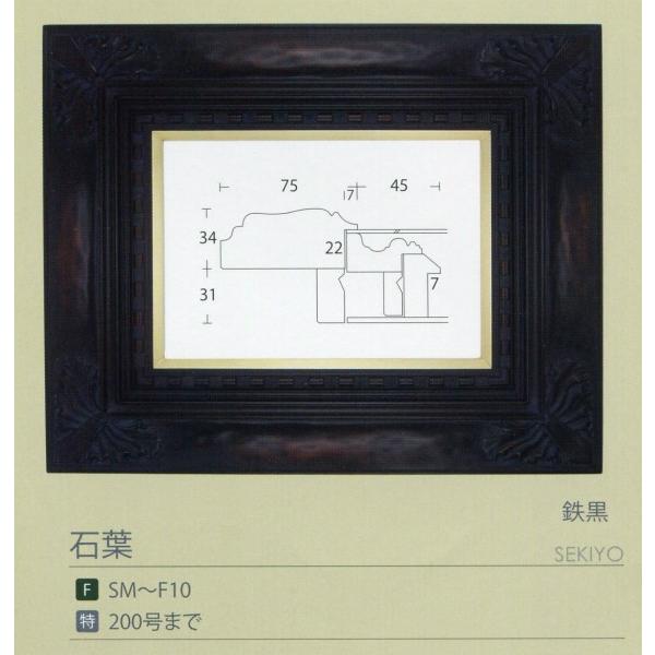 額縁 油彩額 油絵額縁 木枠付きキャンバス用の額縁 石葉 鉄黒 サイズF30号_1