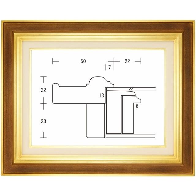 油絵用 額縁 木製フレーム 小公子 金+薄茶 サイズP50号