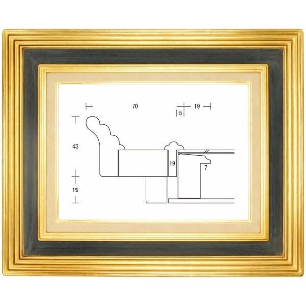 額縁 油彩額 油絵額縁 木枠付きキャンバス用の額縁 珠校倉 金+青 サイズM40号