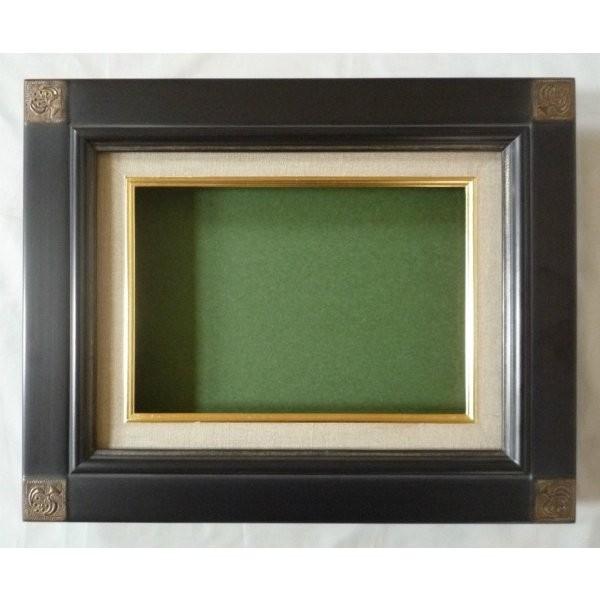 額縁 油彩額 油絵額縁 木枠付きキャンバス用の額縁 奴型 鉄黒 サイズP3号の画像