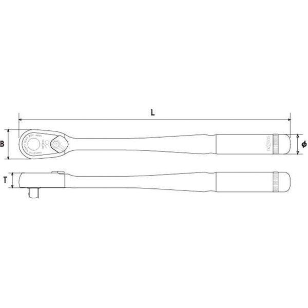 KTCネプロス NBRC390L 9.5SQ コンパクトロングラチェットハンドル 工具 作業工具 ツール DIY_1