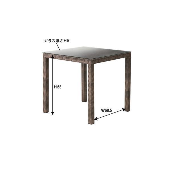 ダイニングテーブル リビングテーブル 幅76cm メッシュ柄 正方形 強化ガラス天板 リビング ダイニング インテリア家具_2