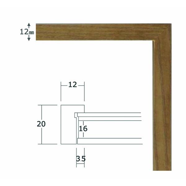〔 角額 〕細い木製正方形額 350角 350×350mm 茶 壁掛けひも 紫外線から作品を守るUVカットアクリル付き 9102_1