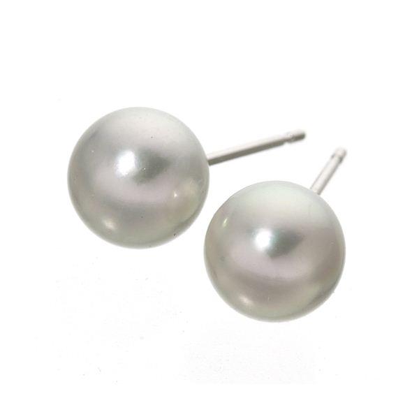 K14WG 7〜7.5mm あこやナチュラルグレーパールピアス （あこや真珠 