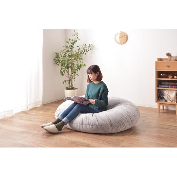 ビーズ クッション 幅135×奥行120×高さ22cm オレンジ ポリエステル ポリウレタン リビング ダイニング ソファー ベッドルームの画像