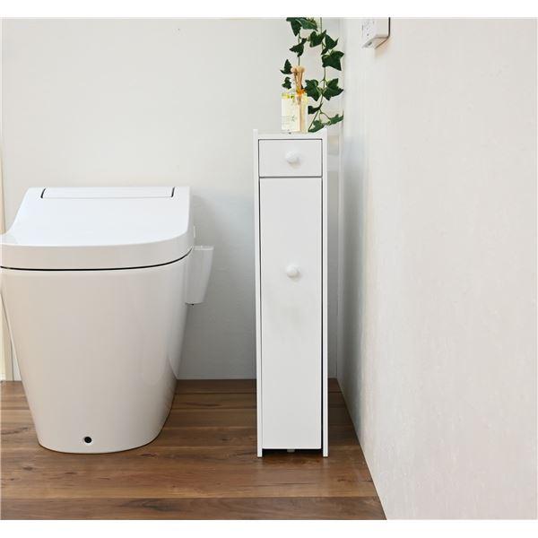 トイレラック トイレ収納 約幅14cm スリム ホワイト トイレットペーパー収納 すき間収納 コンパクト 御手洗い お手洗いの画像