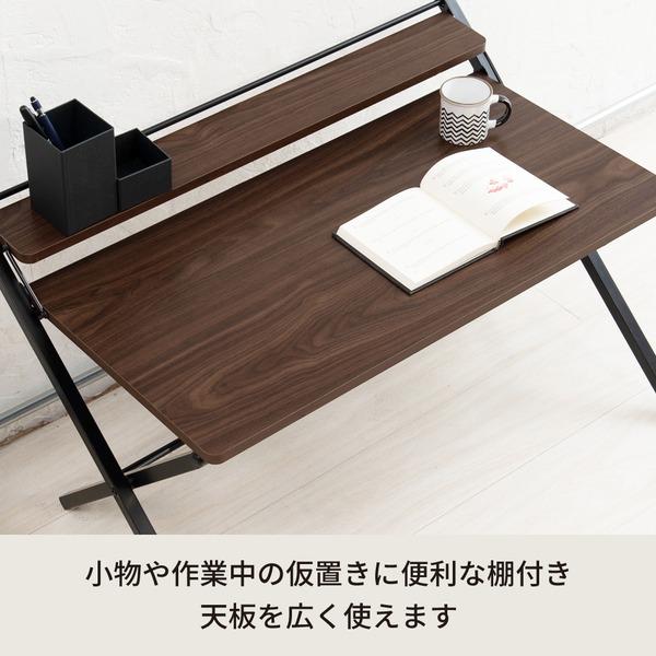 2個セット〕棚付折りたたみワークデスク(ロータイプ/ブラウン) 幅80cm