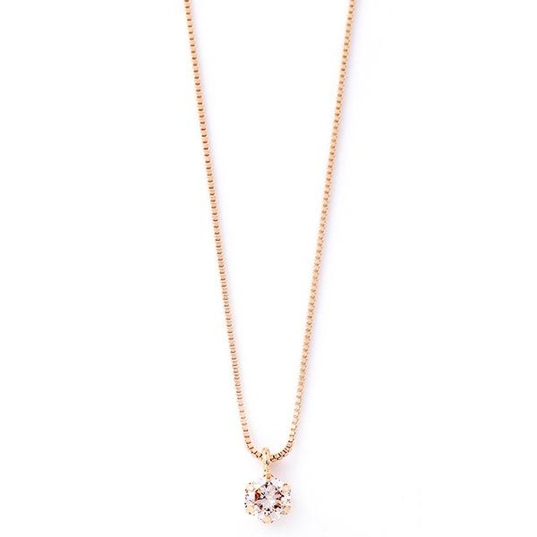 ダイヤモンド ネックレス 0.1ct K18ピンクゴールド 一粒 6本爪 シンプル ダイヤネックレス ペンダント 鑑別カード付き