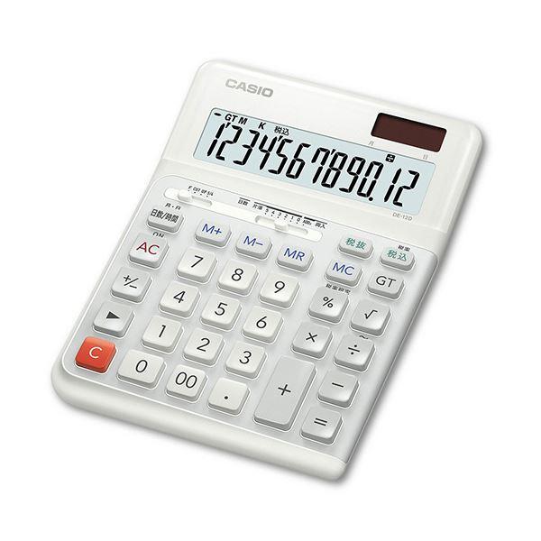 カシオ 人間工学電卓 12桁デスクタイプ ホワイト DE-12D-WE-N 1台_1