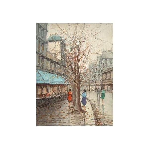 ヨーロッパ絵画 肉筆油絵 (額縁付きで納品対応可) サイズF6号 ザンピーニ作 「パリの街角」