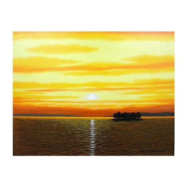 油絵 油彩画 洋画 (油絵額縁付きで納品対応可) F6 「宍道湖２」 朝隈 敏彦