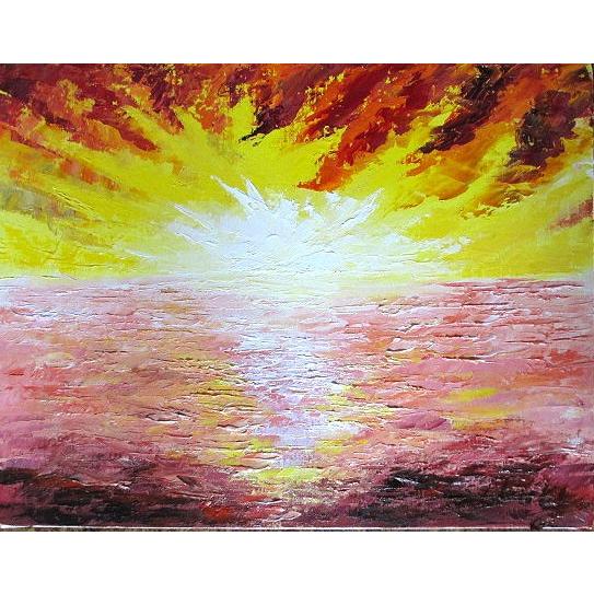 油彩画 洋画 (油絵額縁付きで納品対応可) F12号 「朝焼け」 伊吹 浩一 油彩