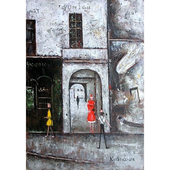 油彩画 洋画 (油絵額縁付きで納品対応可) F4号 「パリの下町 ソルボンヌ」 石川 佳図