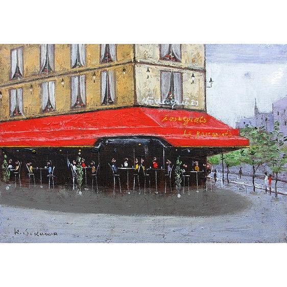 ◎石川佳図『パリのカフェ（F6号）』油絵☆風景画【新品】 - 美術品