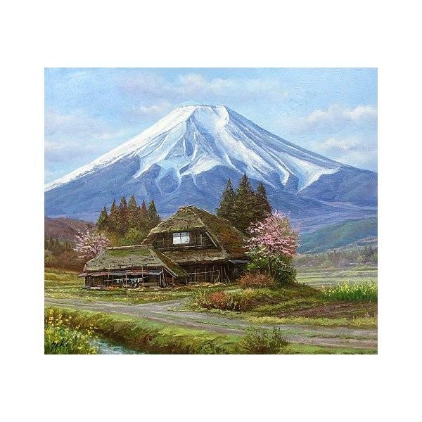 油絵 油彩画 洋画 (油絵額縁付きで納品対応可) P20号 「忍野富士」 関 健造