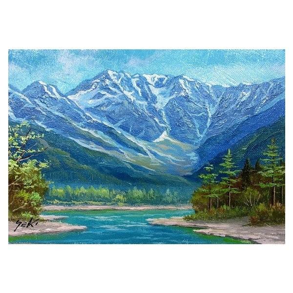 油絵 油彩画 洋画 (油絵額縁付きで納品対応可) F4号 「上高地1」 関