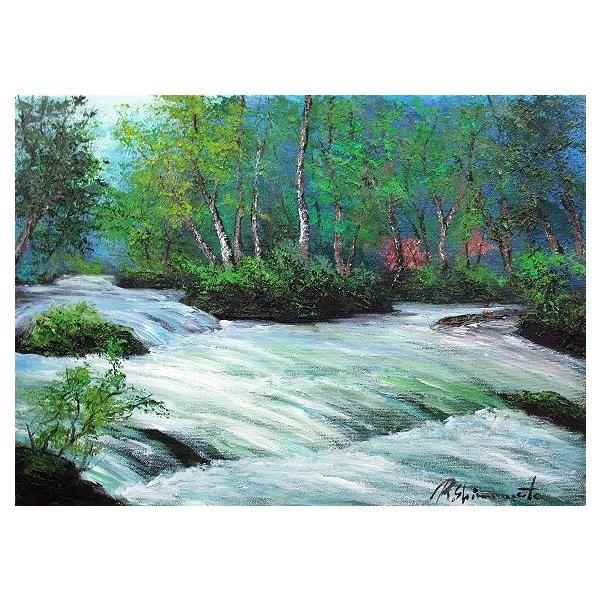 油彩画 洋画 (油絵額縁付きで納品対応可) M10号 「奥入瀬1」