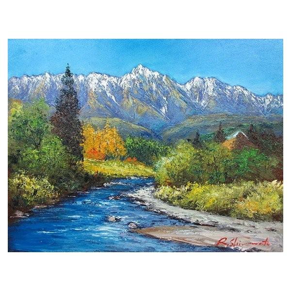 油彩画 洋画 (油絵額縁付きで納品対応可) P15号 「常念岳」 島本