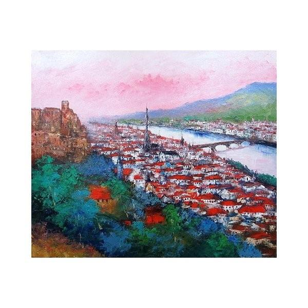 油彩画 洋画 (油絵額縁付きで納品対応可) P8号 「フィレンツェ」 島本 良平