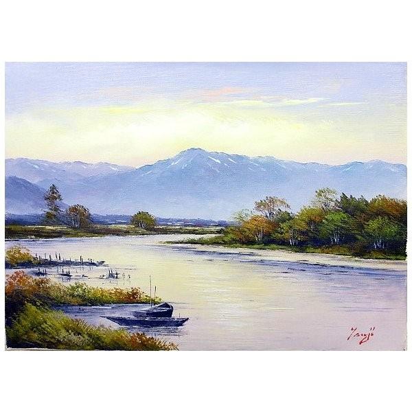 油彩画 洋画 (油絵額縁付きで納品対応可) F8号 「千曲川旅情」 辻 京子