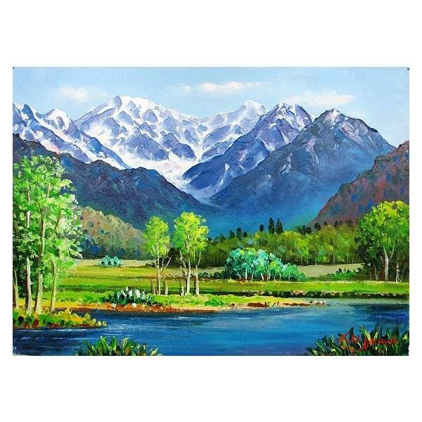油絵 油彩画 洋画 (油絵額縁付きで納品対応可) P10号 「穂高」 羽沢 清水