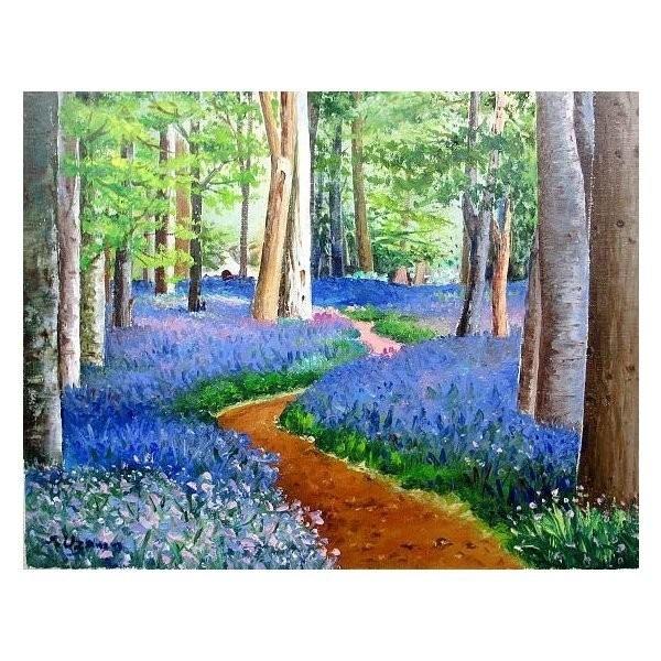 油絵 油彩 油彩画 絵 絵画 【青い花の森の中】 油絵 油彩 油彩画 絵 絵画 【青い花の森の中】 - メルカリ